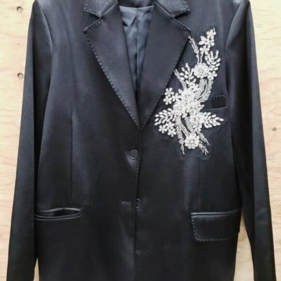 Rich Radi Q's Jackets & Blazers - Rich Radi Q's Black Rhinetone Handmade Blazer /Dress Size Large